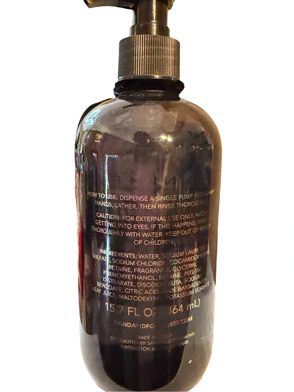 Sand + Fog NWT Qty of 2 Golden Nutmeg Liquid Scented Soap Duo Glass Bottles